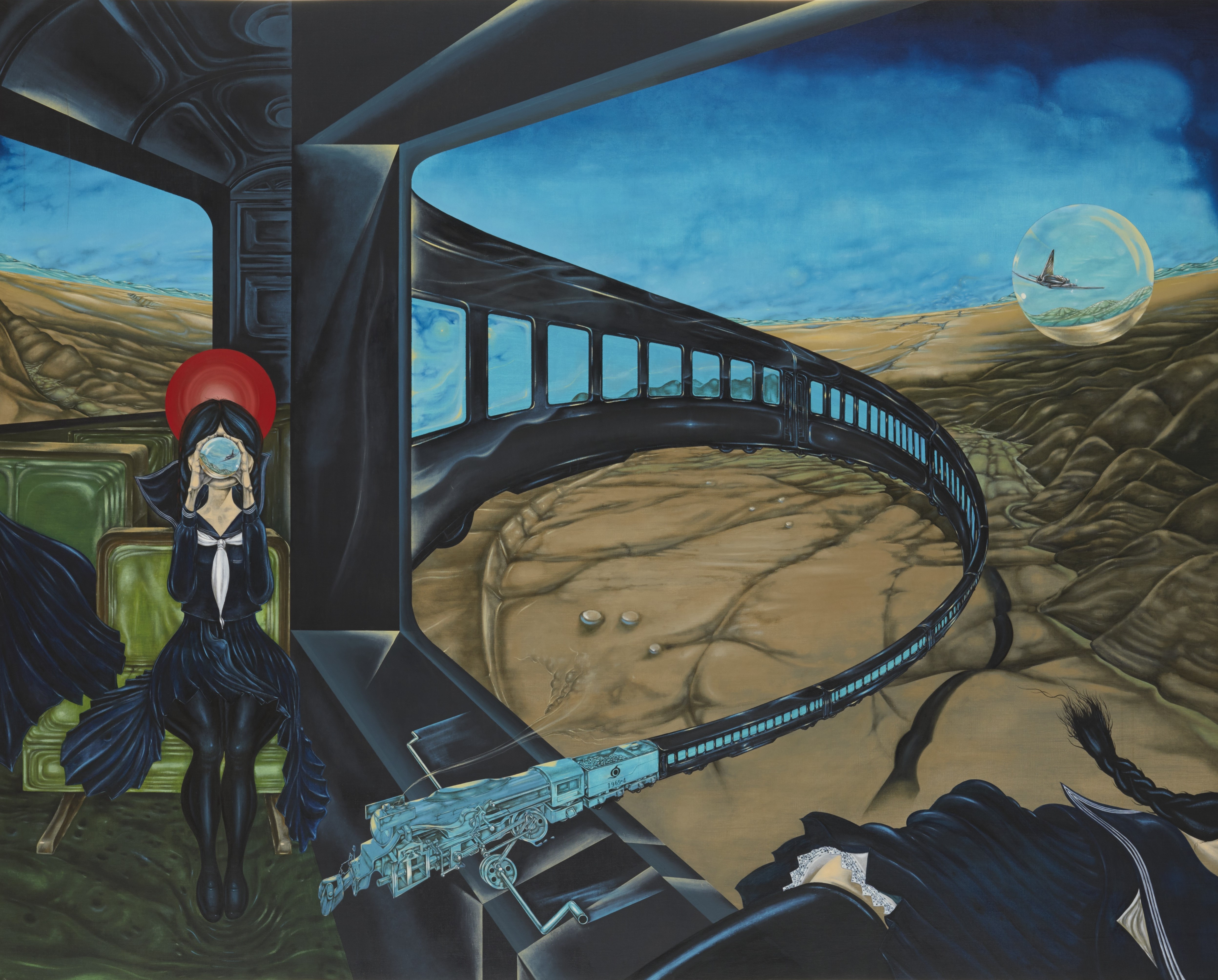 画像：中村宏《円環列車・B－飛行する蒸気機関車》　1969年